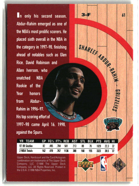 Shareef Abdur-Rahim 1998 Upper Deck Hardcourt #61