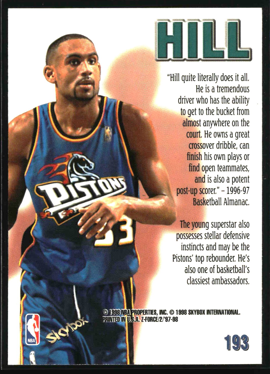 Grant Hill 1997-98 SkyBox Z-Force #193