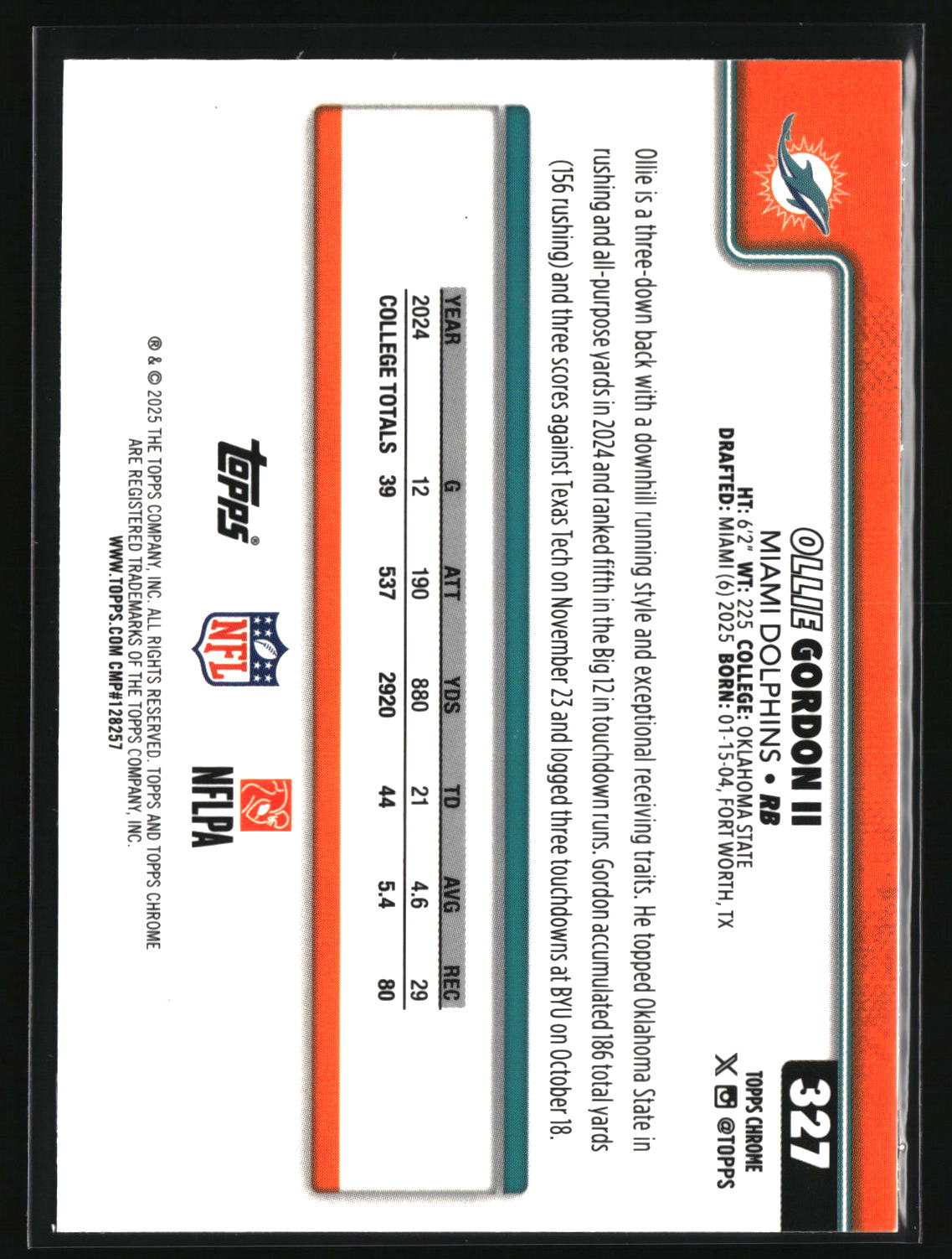 Ollie Gordon II 2025 Topps Chrome #327