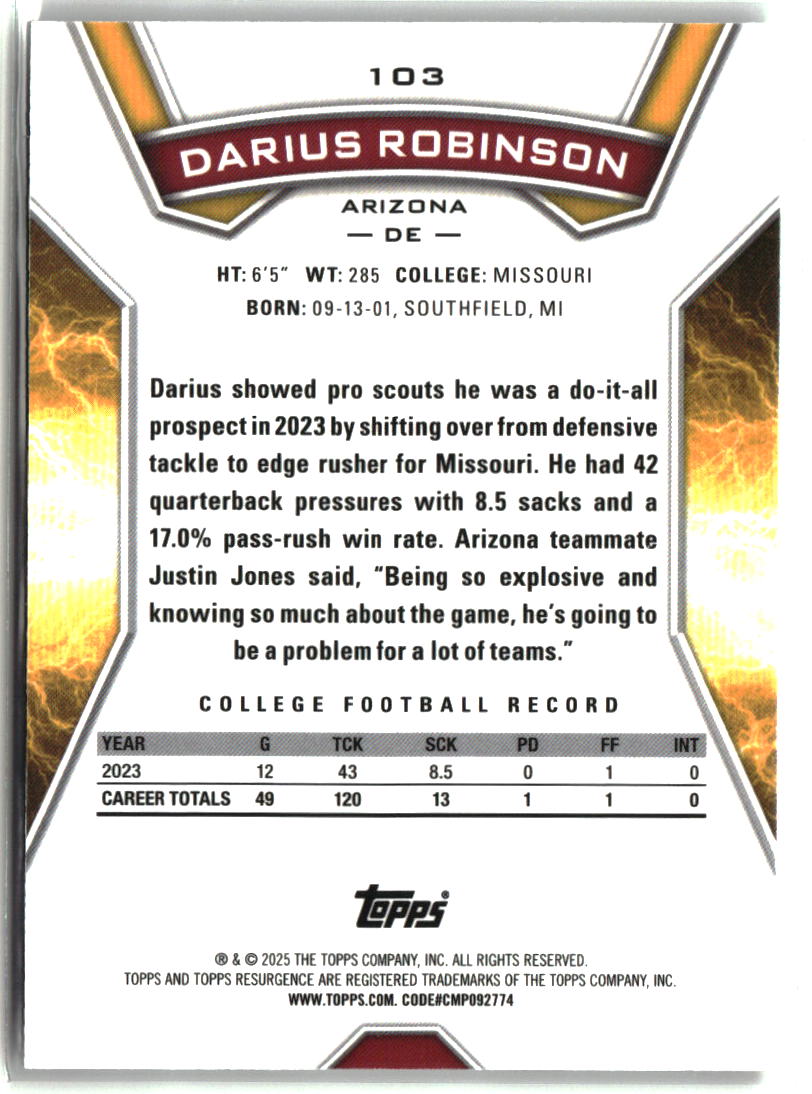 Darius Robinson 2024 Topps Resurgence #103