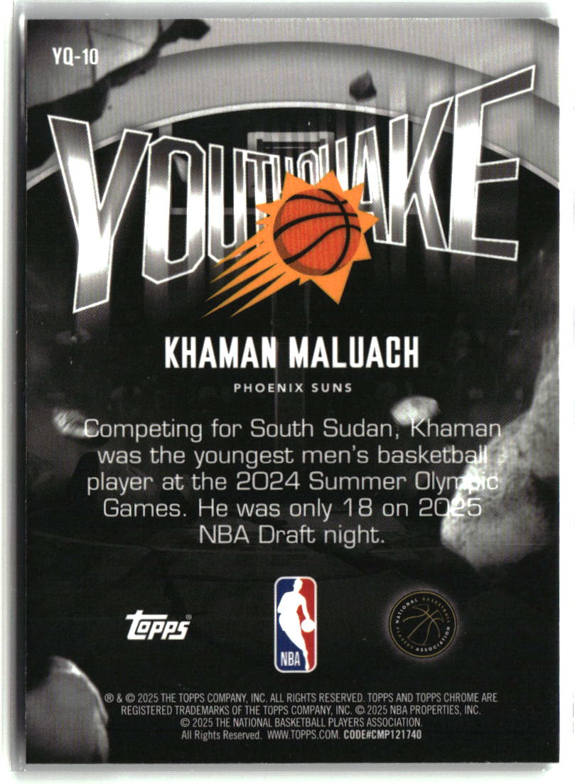 Khaman Maluach 2025-26 Topps Chrome Youthquake #YQ-10