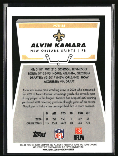 Alvin Kamara 2025 Topps Chrome 1975 Topps #1975-24
