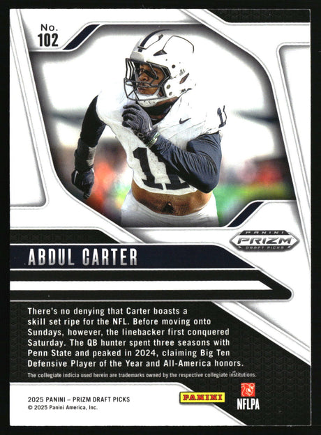 Abdul Carter 2025 Panini Prizm Draft Picks #102