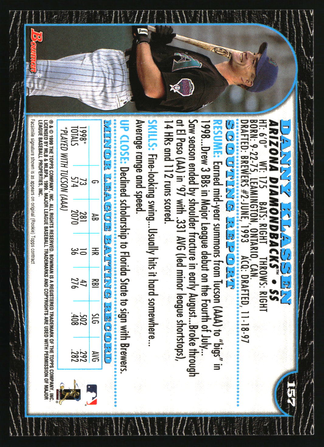 Danny Klassen 1999 Bowman #157