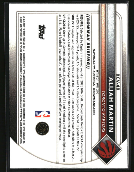 Alijah Martin 2025-26 Bowman Chrome Reptilian Refractor #BCV-40