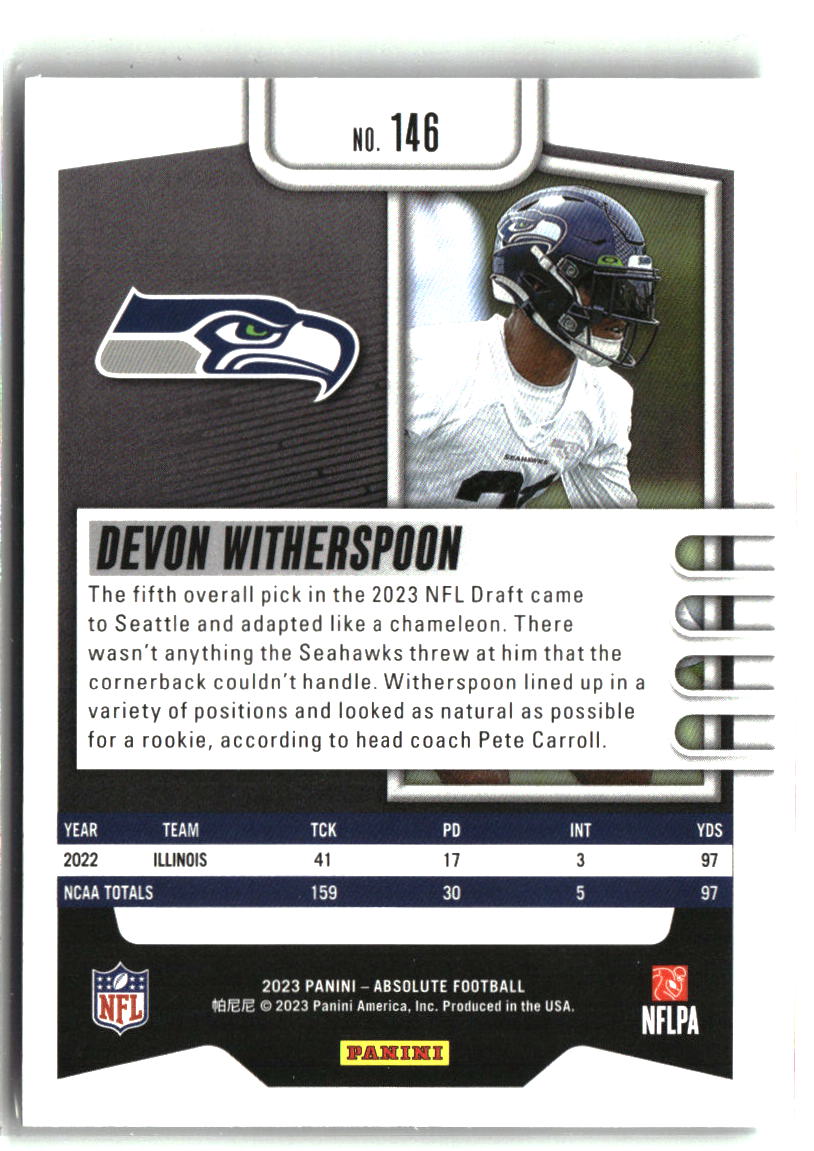 Devon Witherspoon 2023 Panini Absolute Purple #146