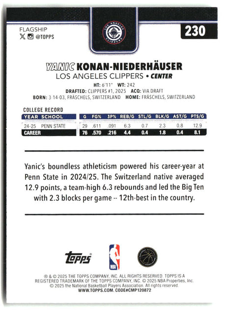 Yanic Konan-Niederh�user 2025-26 Topps #230