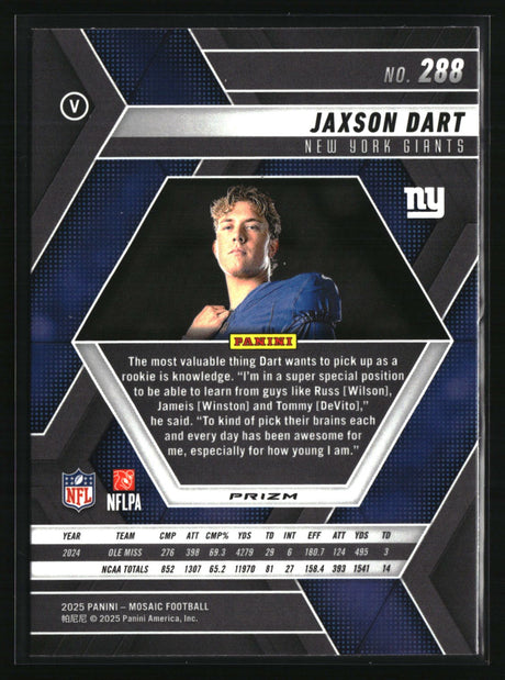 Jaxson Dart 2025 Panini Mosaic Mosaic Red #288