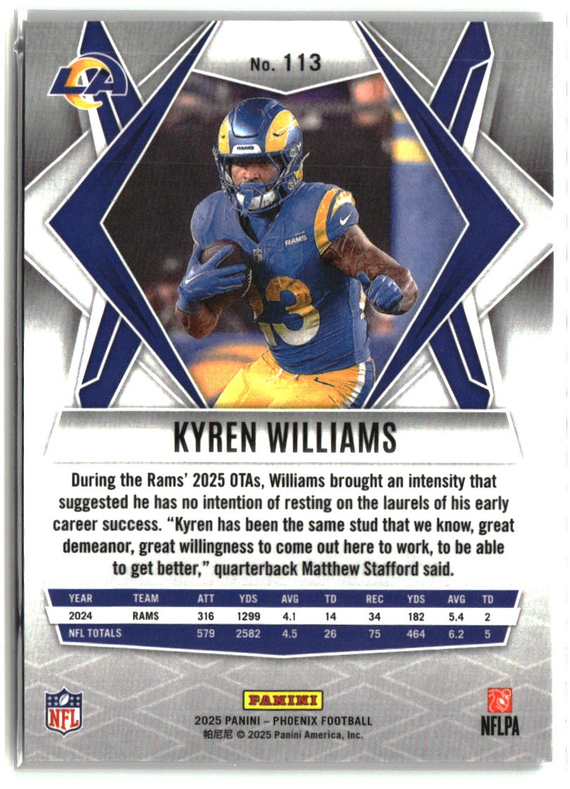 Kyren Williams 2025 Panini Phoenix Silver Hyper Prizm #113