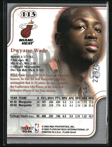 Dwyane Wade 2003-04 Flair #113 #/500
