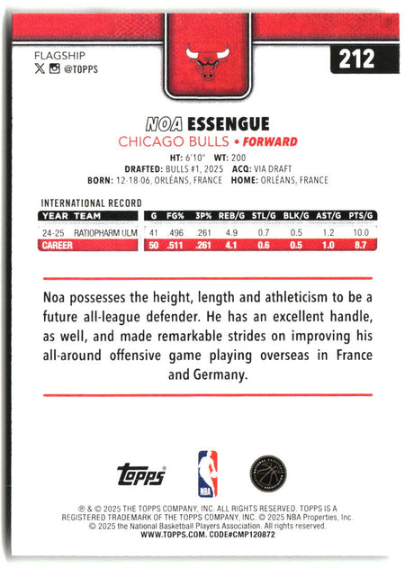 Noa Essengue 2025-26 Topps #212