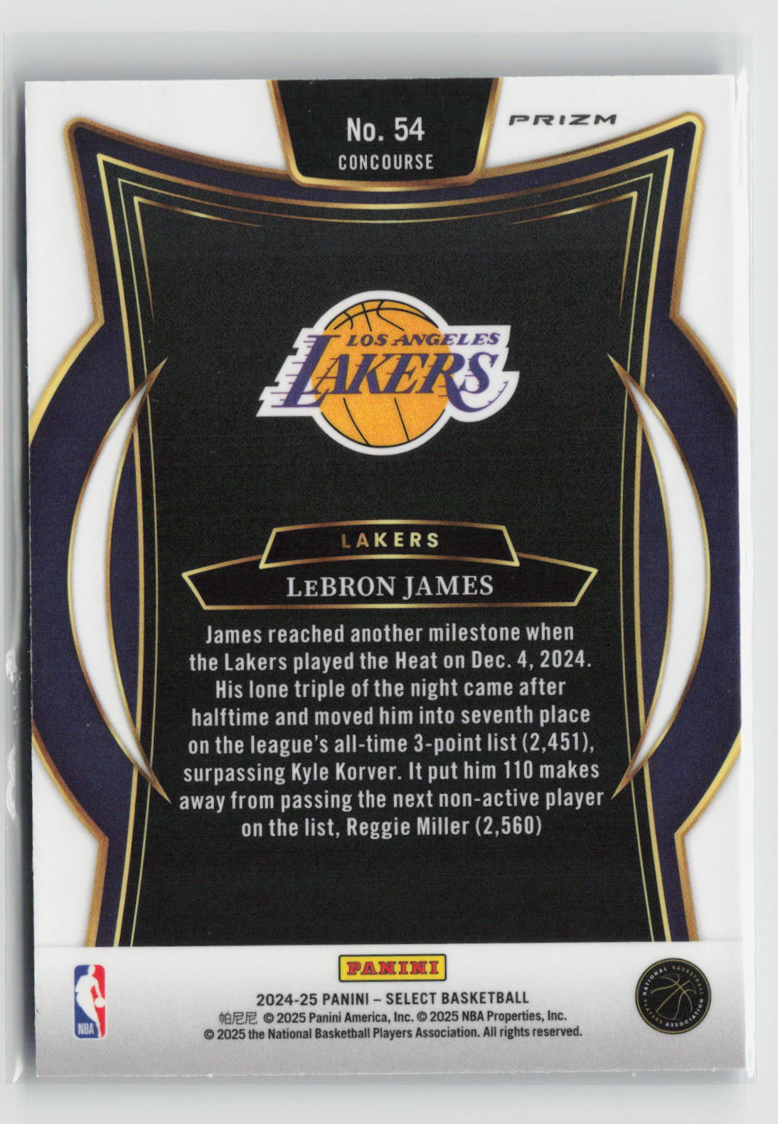 LeBron James 2024-25 Panini Select Blue Cracked Ice Prizm #54