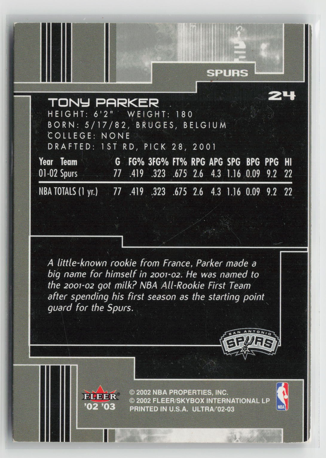 Tony Parker 2002-03 Ultra #24