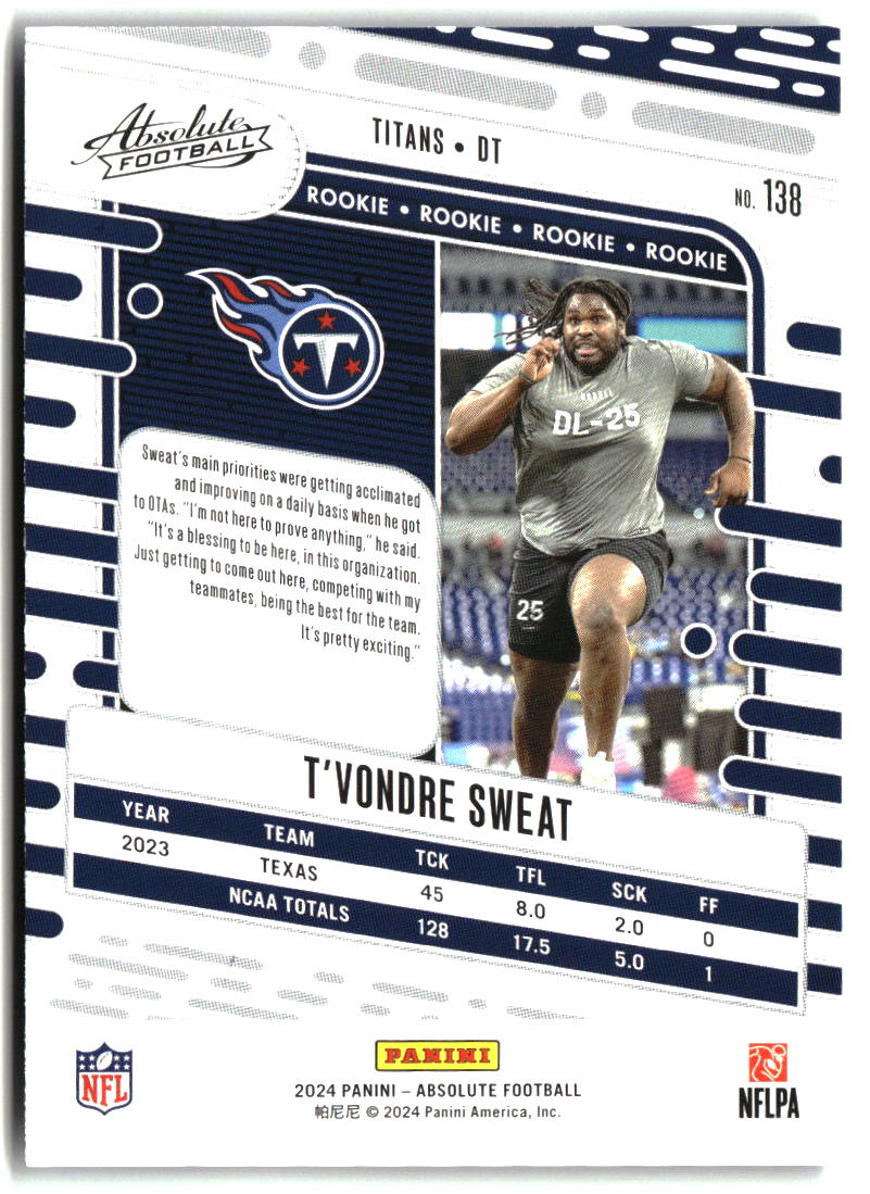 T'Vondre Sweat 2024 Panini Absolute Blue #138