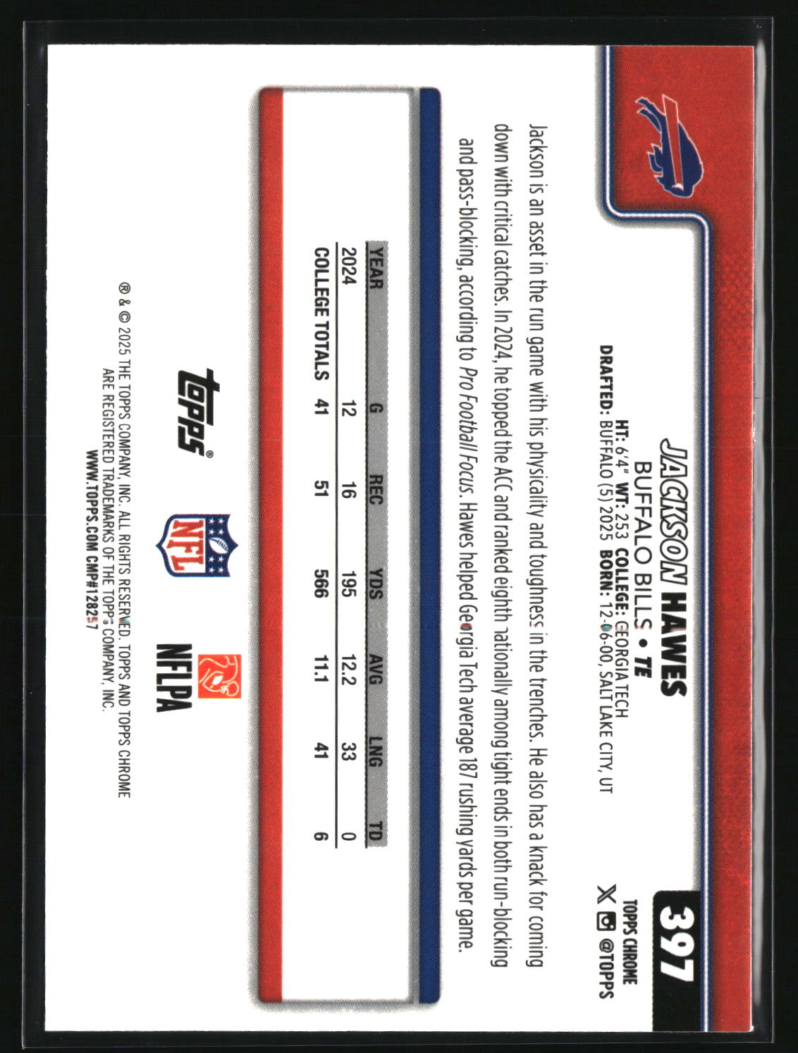 Jackson Hawes 2025 Topps Chrome #397
