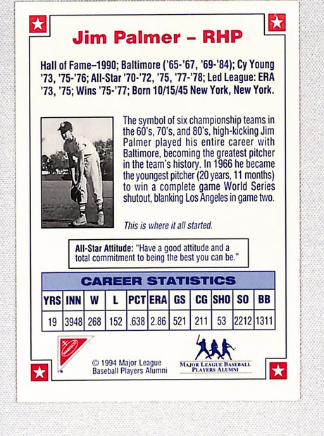 Jim Palmer 1994 Nabisco All-Star Legends Autographs #NNO