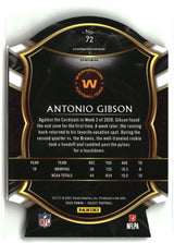Antonio Gibson 2020 Panini Select Neon Green Prizm Die Cut #72