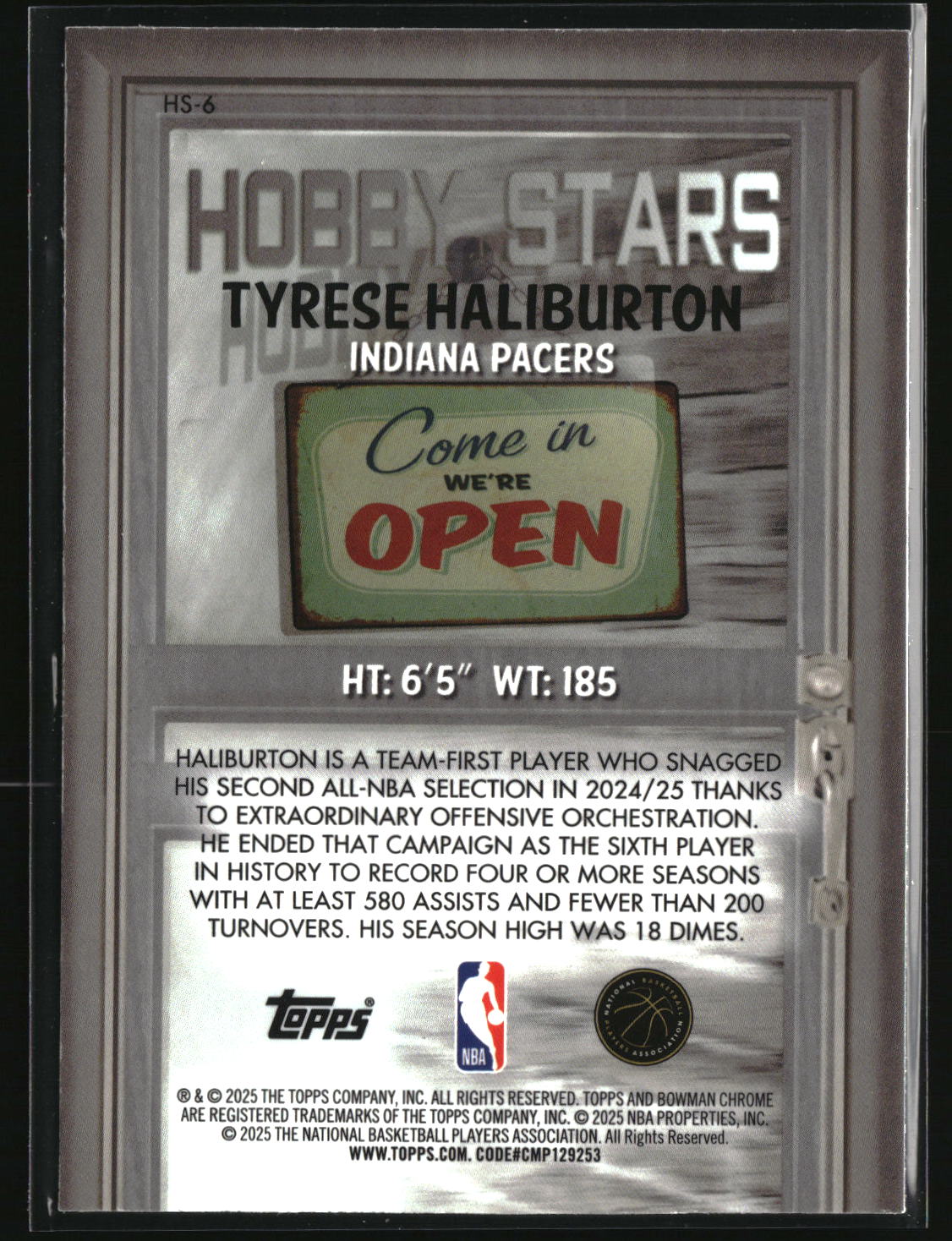 Tyrese Haliburton 2025-26 Bowman Hobby Stars #HS-6