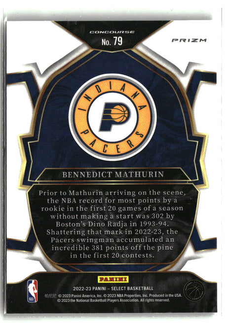 Bennedict Mathurin 2022-23 Panini Select Silver Prizms #79