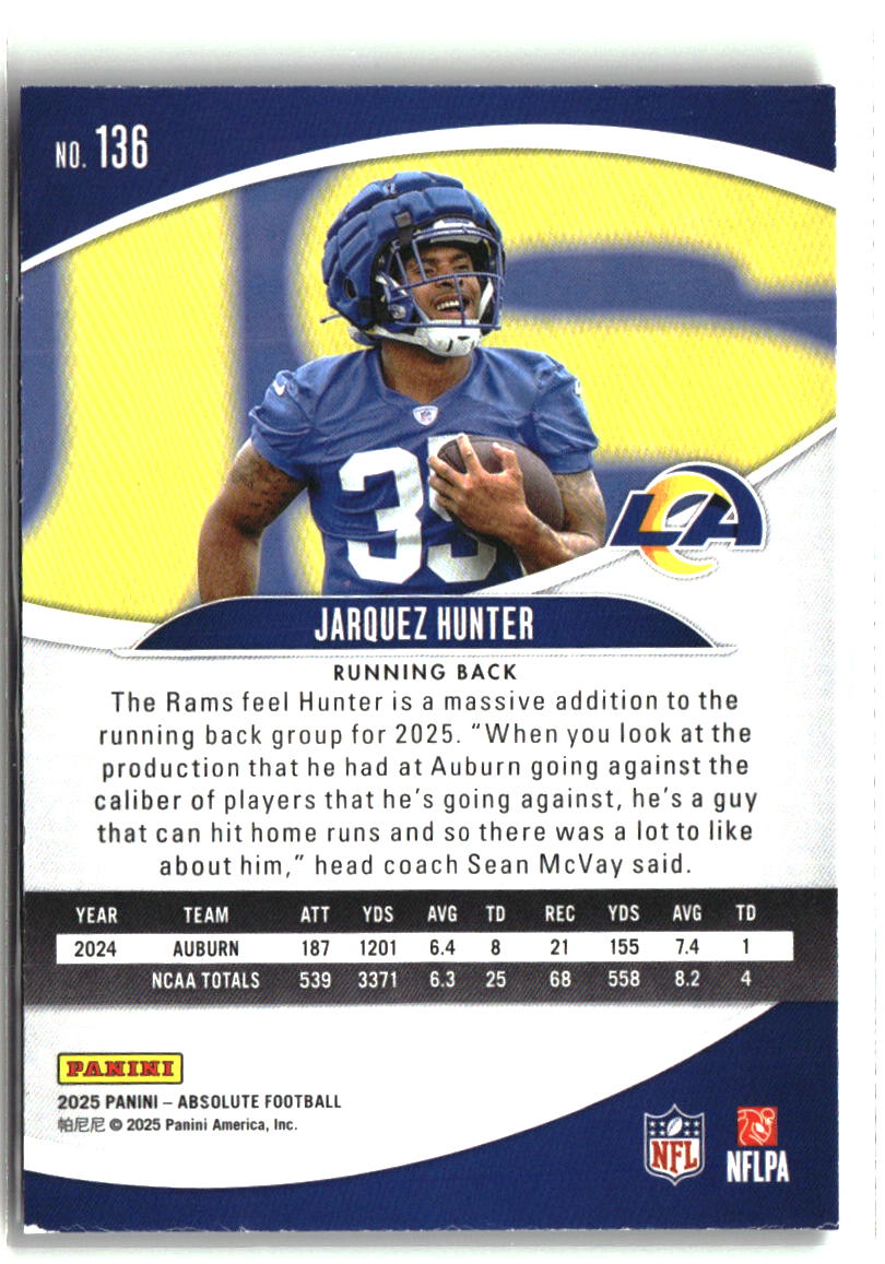 Jarquez Hunter 2025 Panini Absolute Blue #136