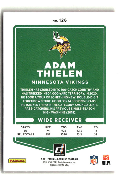 Adam Thielen 2021 Donruss Press Proof Red #126