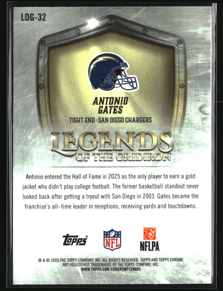 Antonio Gates 2025 Topps Chrome Legends of the Gridiron #LOG-32