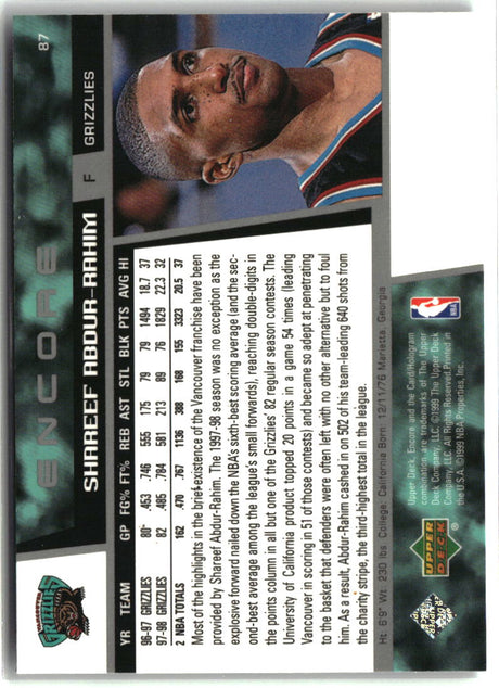Shareef Abdur-Rahim 1998-99 Upper Deck Encore #87