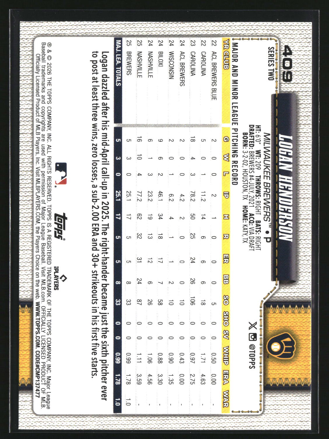 Logan Henderson 2026 Topps #409