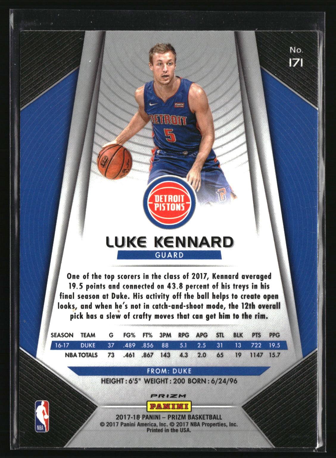 Luke Kennard 2017-18 Panini Prizm Prizms Green #171