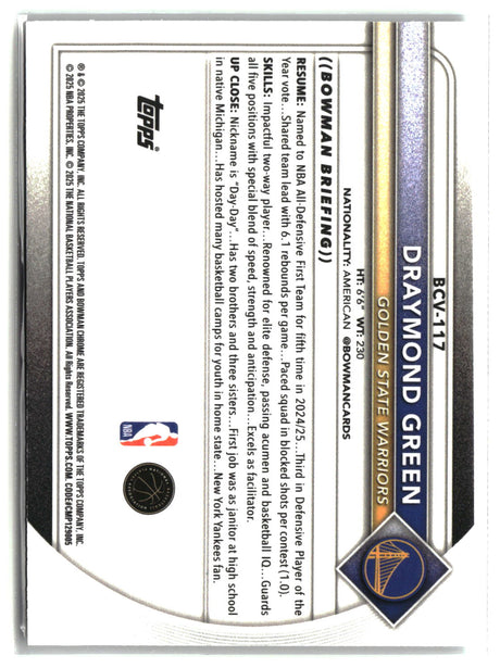 Draymond Green 2025-26 Bowman Chrome Mini-Diamond Refractors #BCV-117