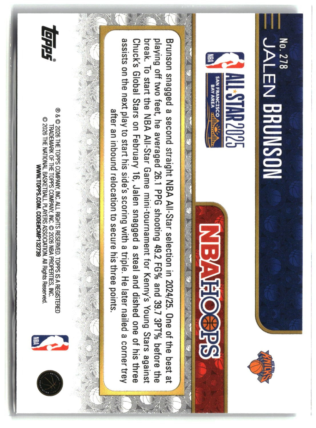 Jalen Brunson 2025-26 Hoops #278