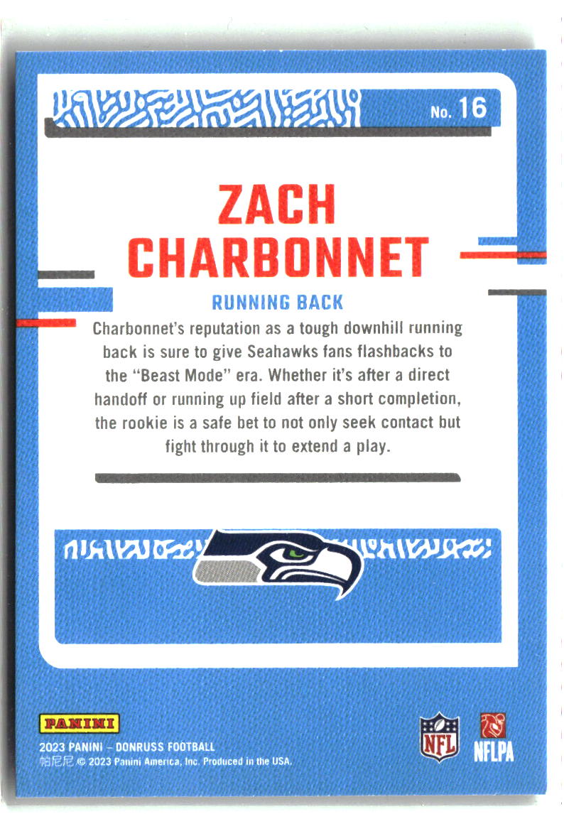 Zach Charbonnet 2023 Donruss Rated Rookie Portrait #16