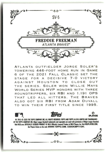 Freddie Freeman 2025 Topps Allen & Ginter Sweet Victory #SV-5