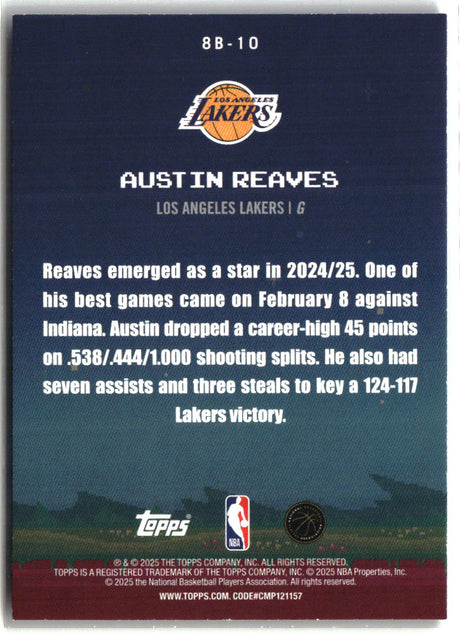 Austin Reaves 2025-26 Topps 8-Bit Ballers #8B-10