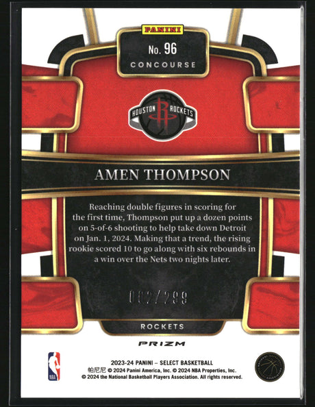 Amen Thompson 2023-24 Panini Select Light Blue Prizms #96 #/299