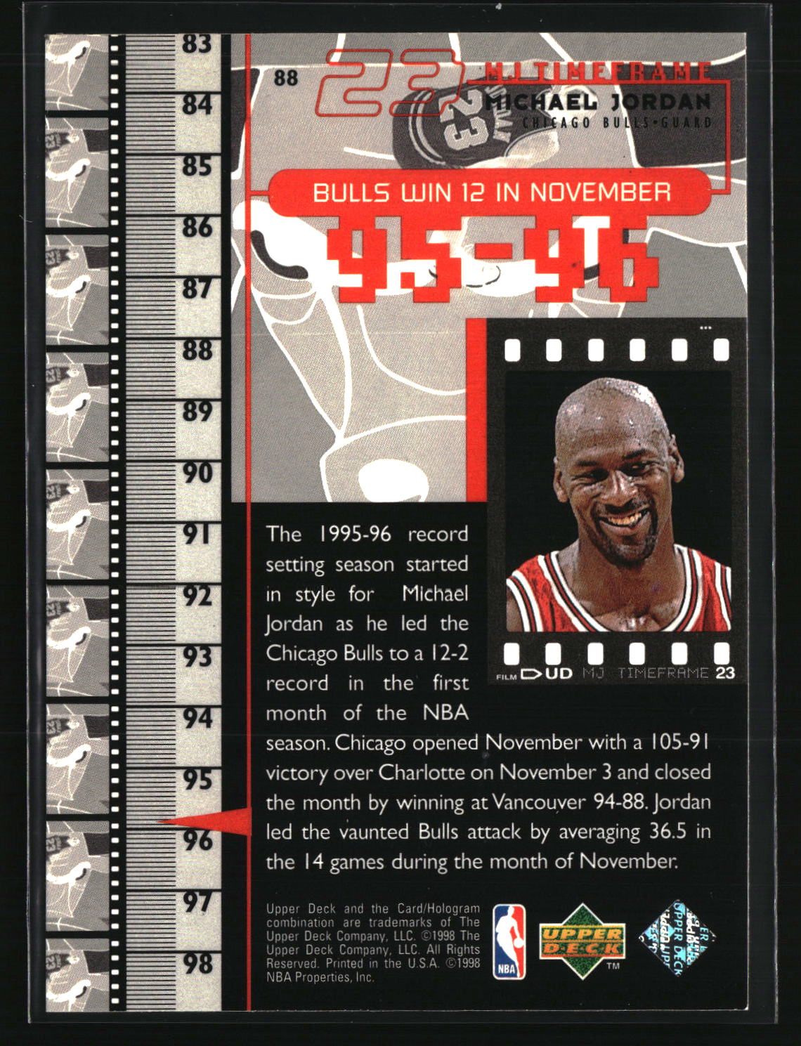 Michael Jordan 1998 Upper Deck Michael Jordan Living Legend #88