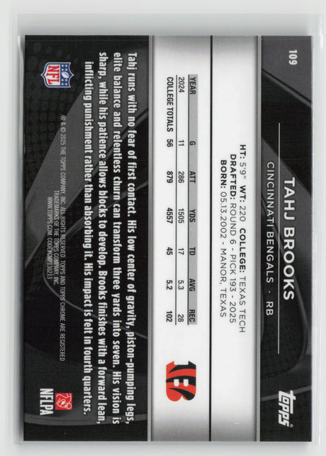 Tahj Brooks 2025 Topps Chrome Black #109