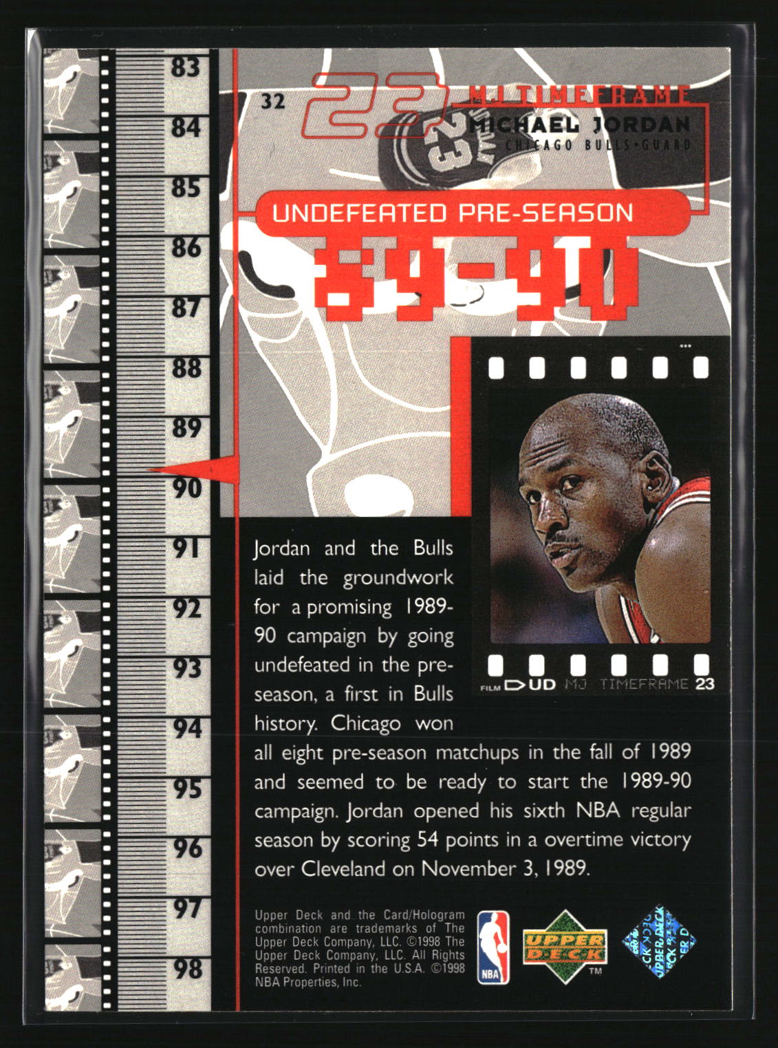 Michael Jordan 1998 Upper Deck Michael Jordan Living Legend #32