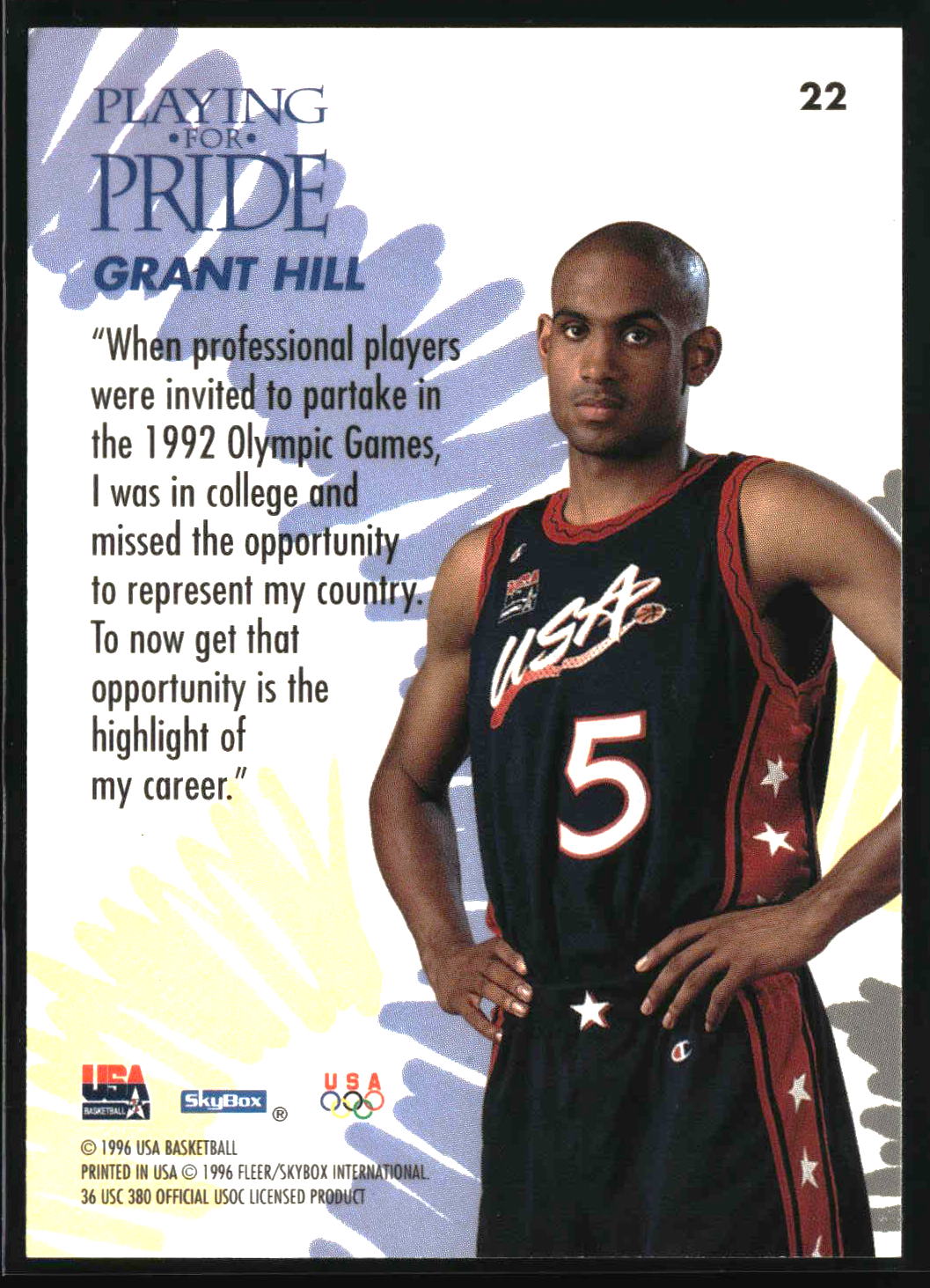Grant Hill 1996 SkyBox USA #22