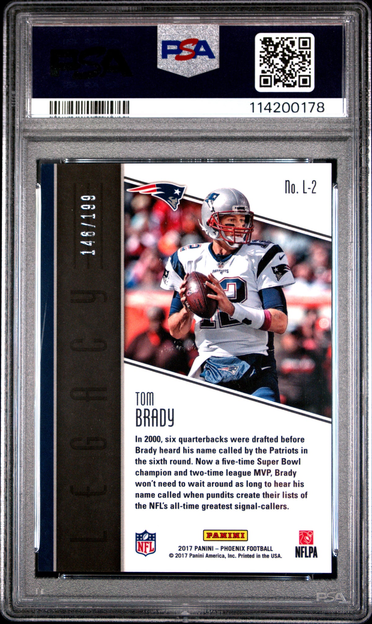 Tom Brady 2017 Panini Phoenix Legacy Pink #L-2 146/199 PSA 9