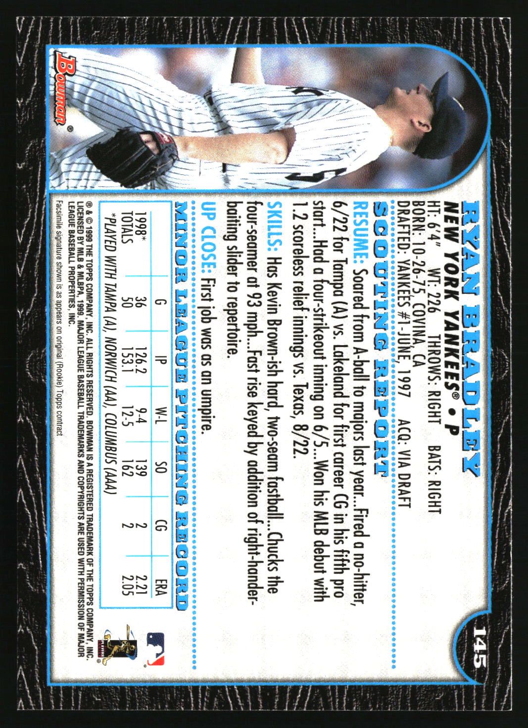 Ryan Bradley 1999 Bowman #145