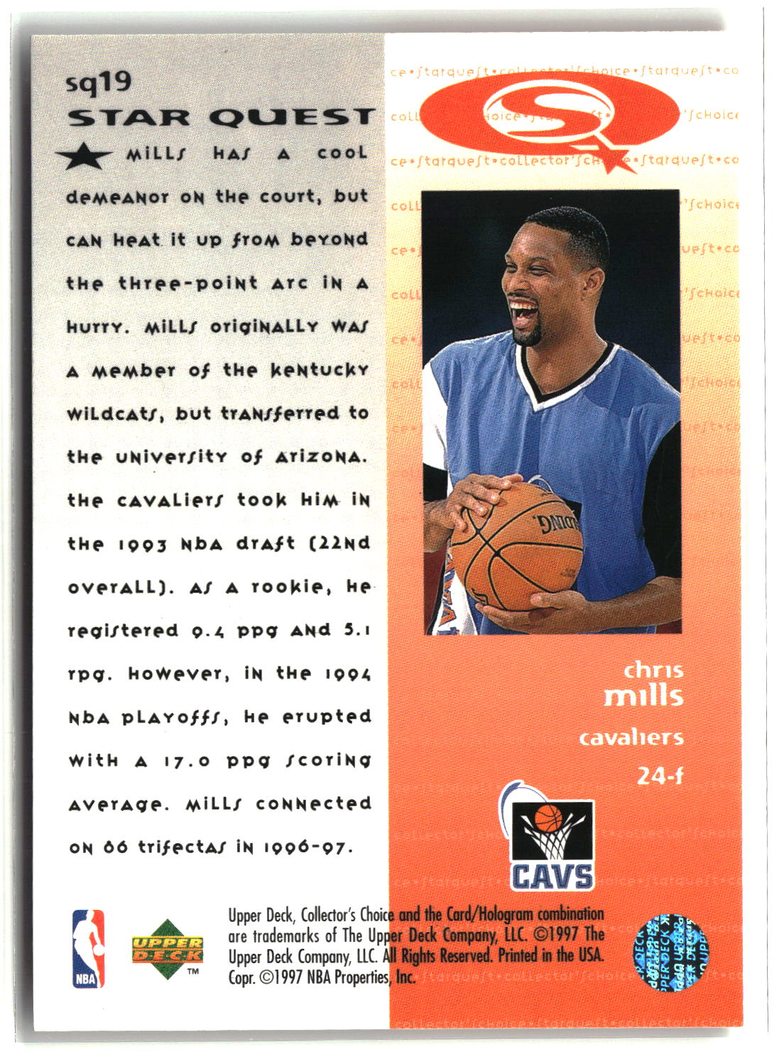 Chris Mills 1997-98 Collector's Choice StarQuest #SQ19