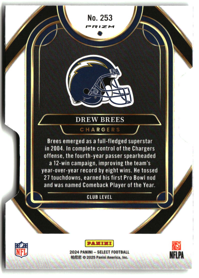 Drew Brees 2024 Panini Select Silver Prizm Die Cut #253