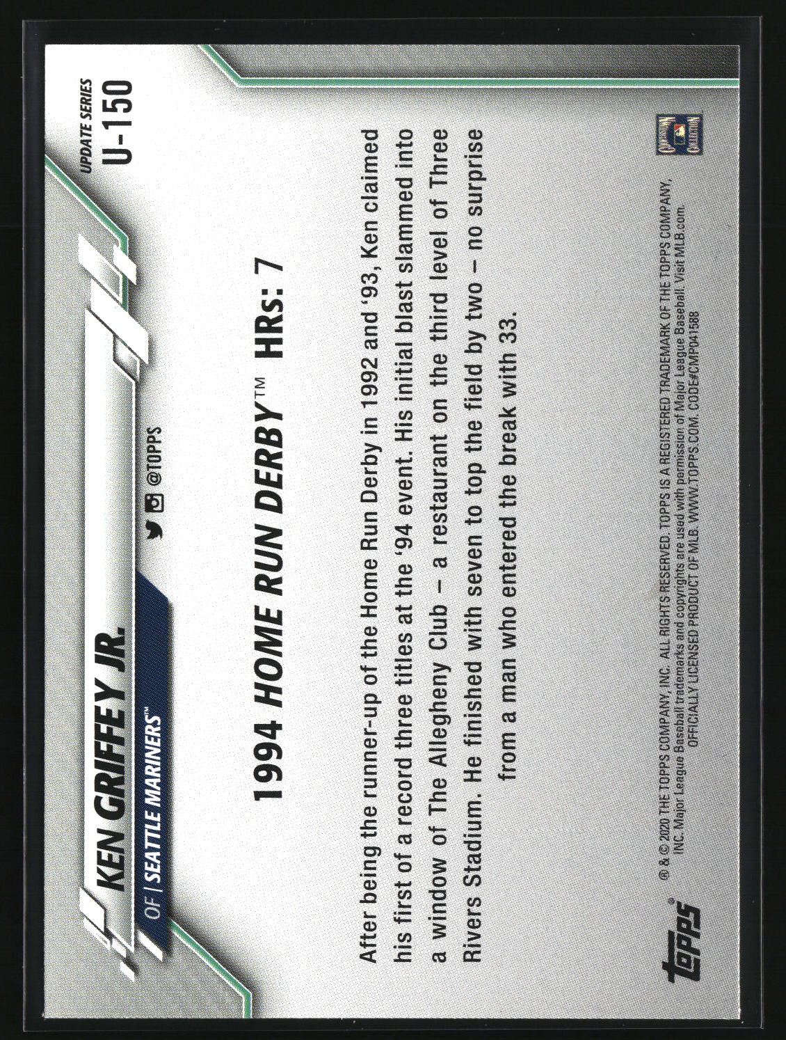 Ken Griffey Jr. 2020 Topps Update #U-150