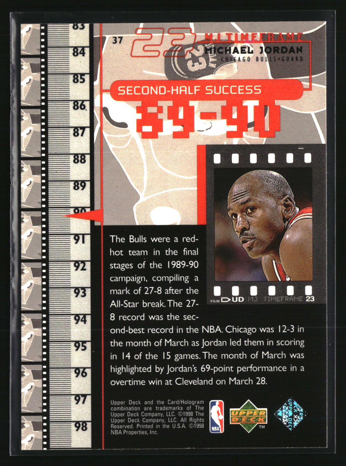 Michael Jordan 1998 Upper Deck Michael Jordan Living Legend #37