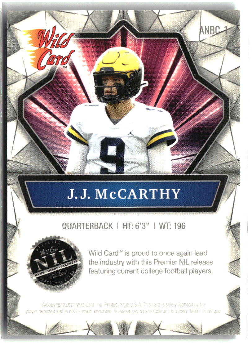 J.J. McCarthy 2021 Wild Card Alumination NIL #ANBC-1