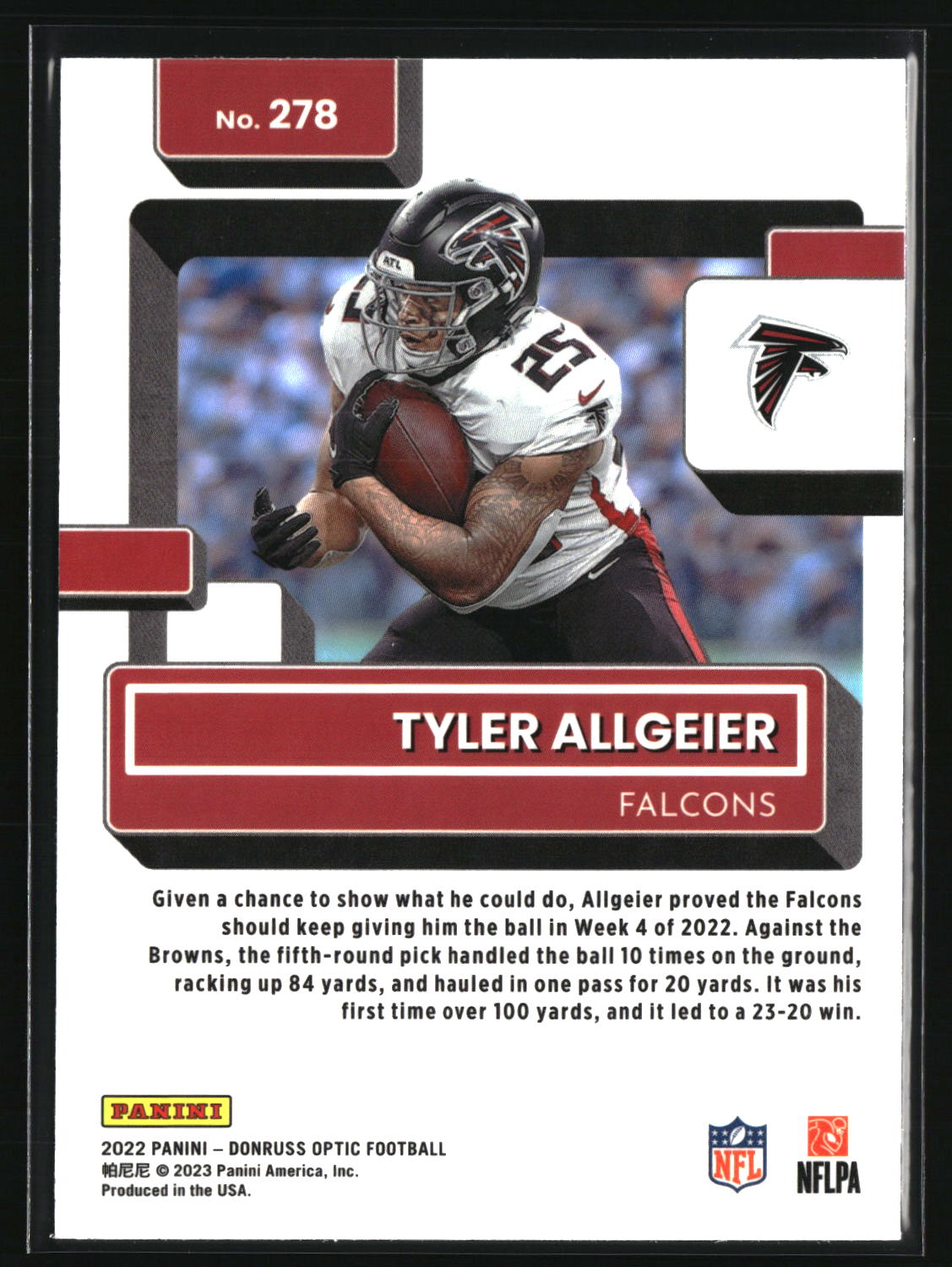 Tyler Allgeier 2022 Donruss Optic #278
