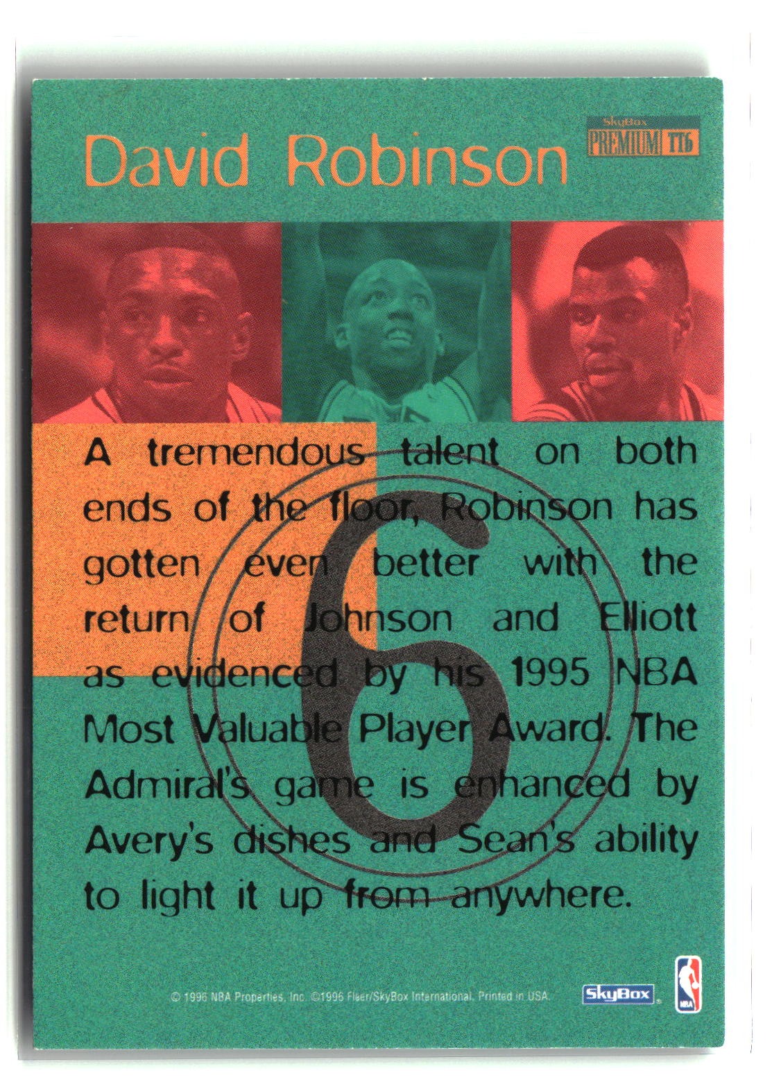 David Robinson 1996-97 SkyBox Premium Triple Threats #TT6