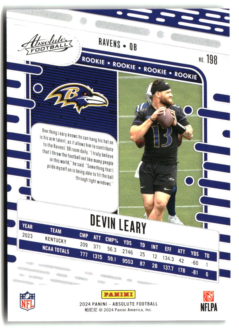 Devin Leary 2024 Panini Absolute Retail #198