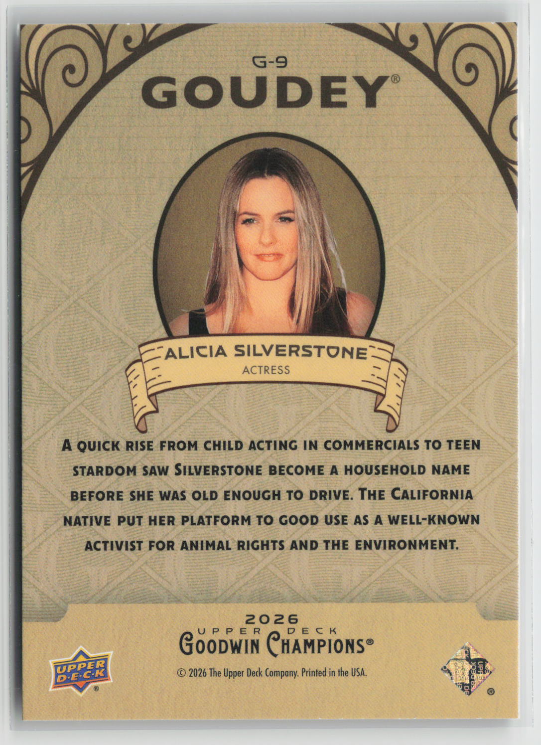 Alicia Silverstone 2026 Upper Deck Goodwin Champions Goudey #G-9
